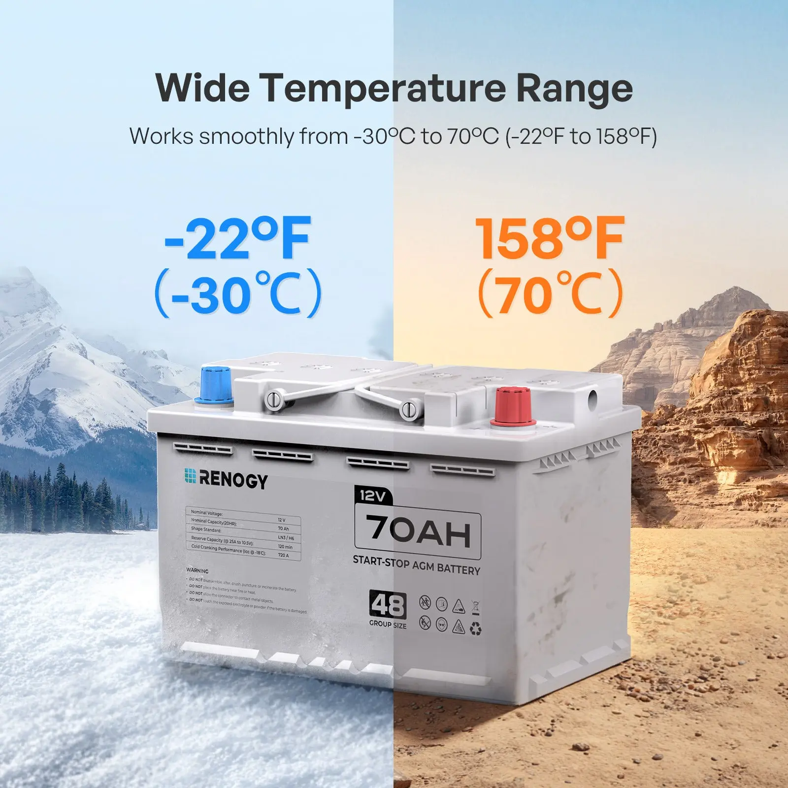 12V 70Ah Start-Stop AGM Battery - Image 4