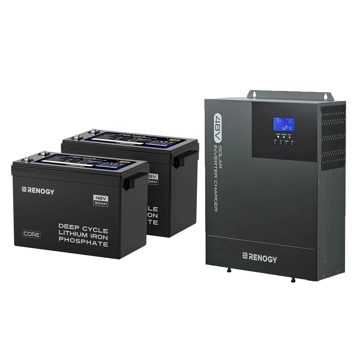 48V Lithium Backup Power System – 50Ah Self-Heating LiFePO4 Battery & 3500W Solar Inverter Charger