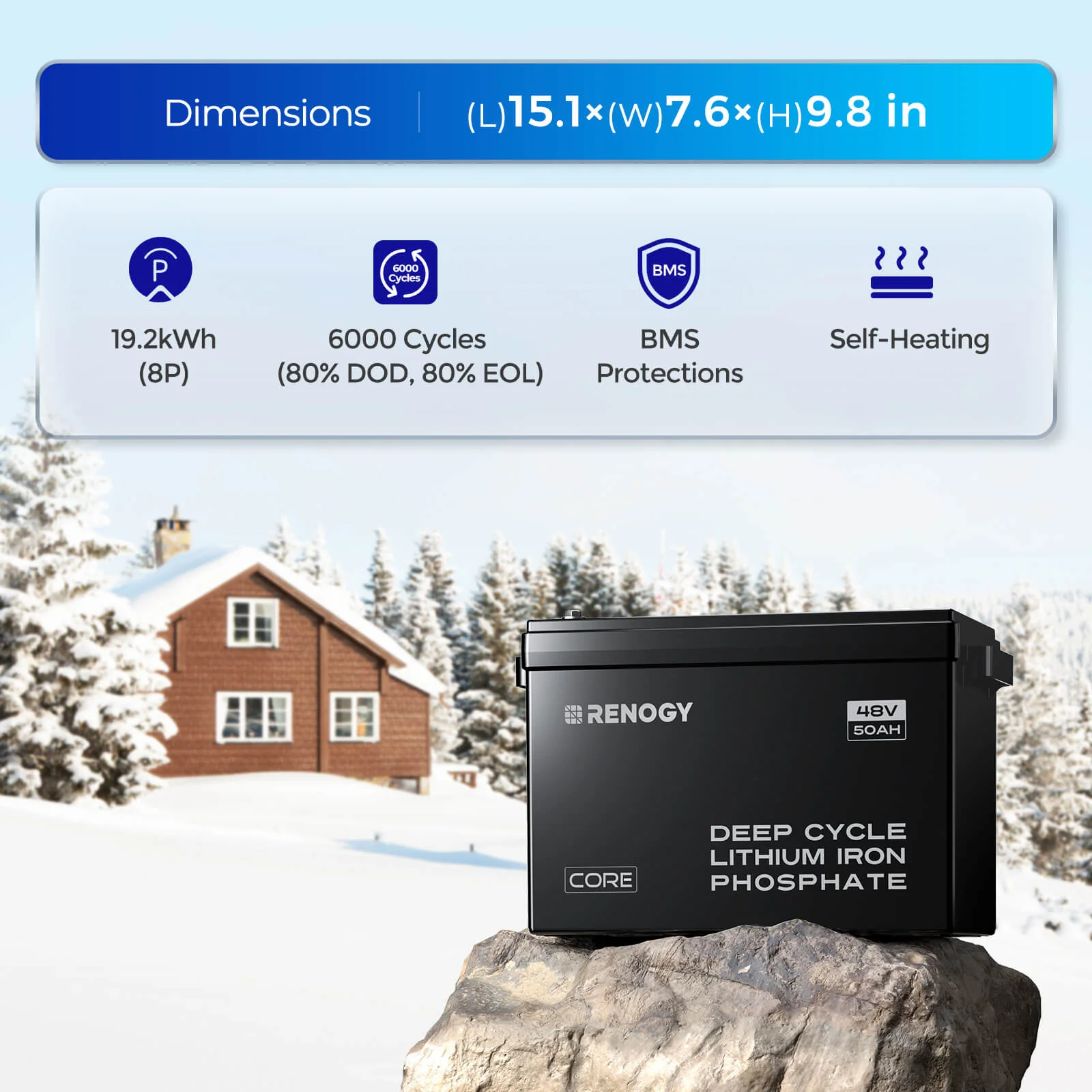 48V Lithium Backup Power System – 50Ah Self-Heating LiFePO4 Battery & 3500W Solar Inverter Charger - Image 4
