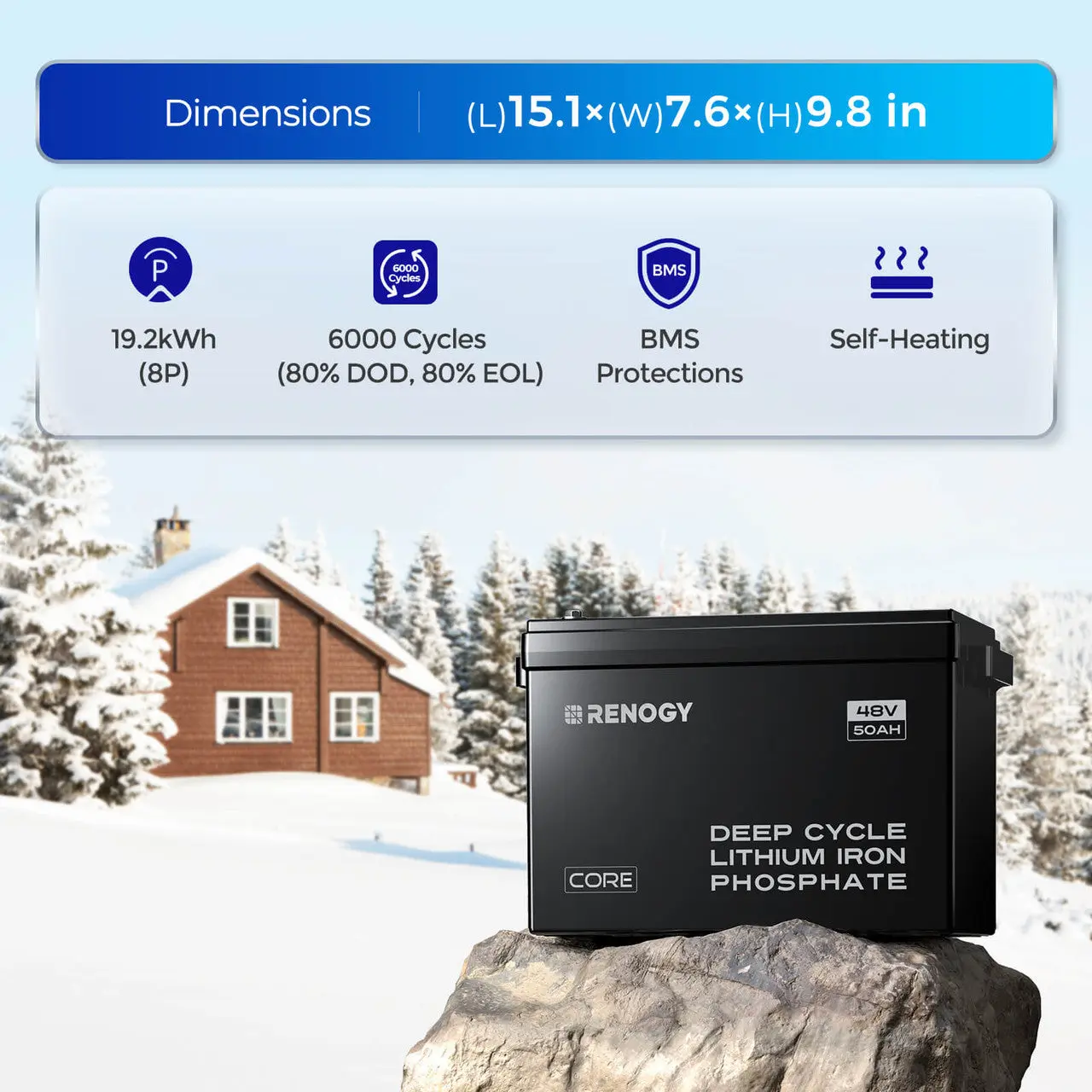 48V Standard Backup System – 50Ah Self-Heating LiFePO4 Battery & 3500W Solar Inverter Charger - Image 4